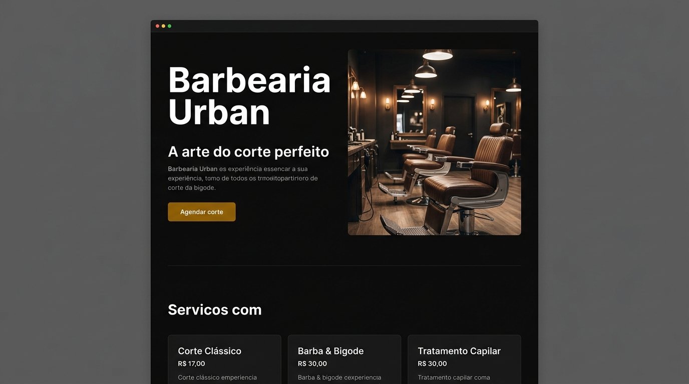 Mockup do conceito de website para Barbearia: Barbearia Urban